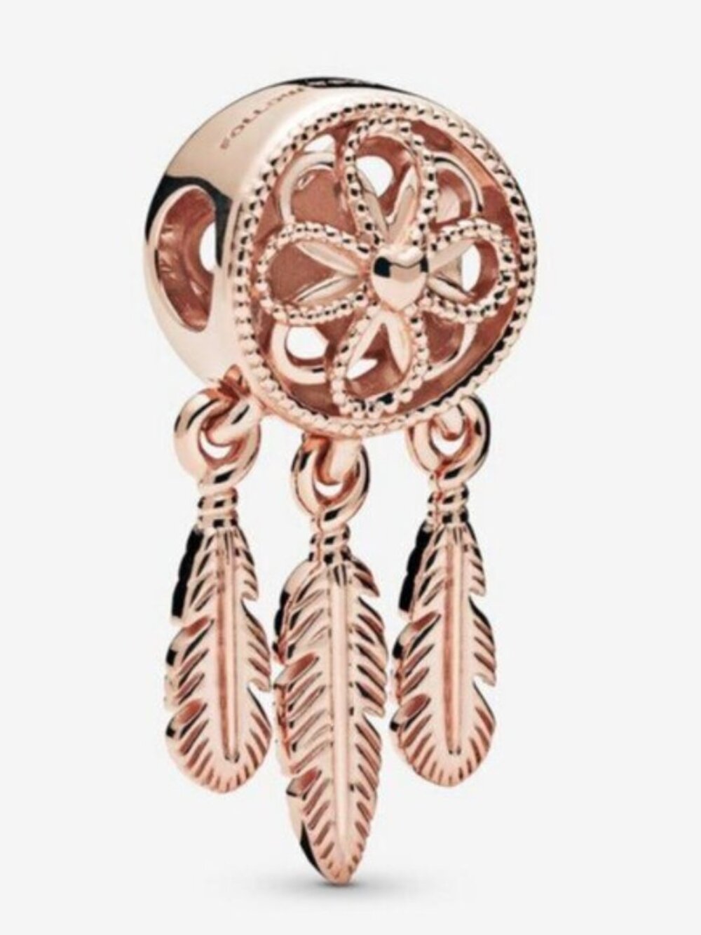 Pandora Rose Gold Dreamcatcher Feather Dangle Charm